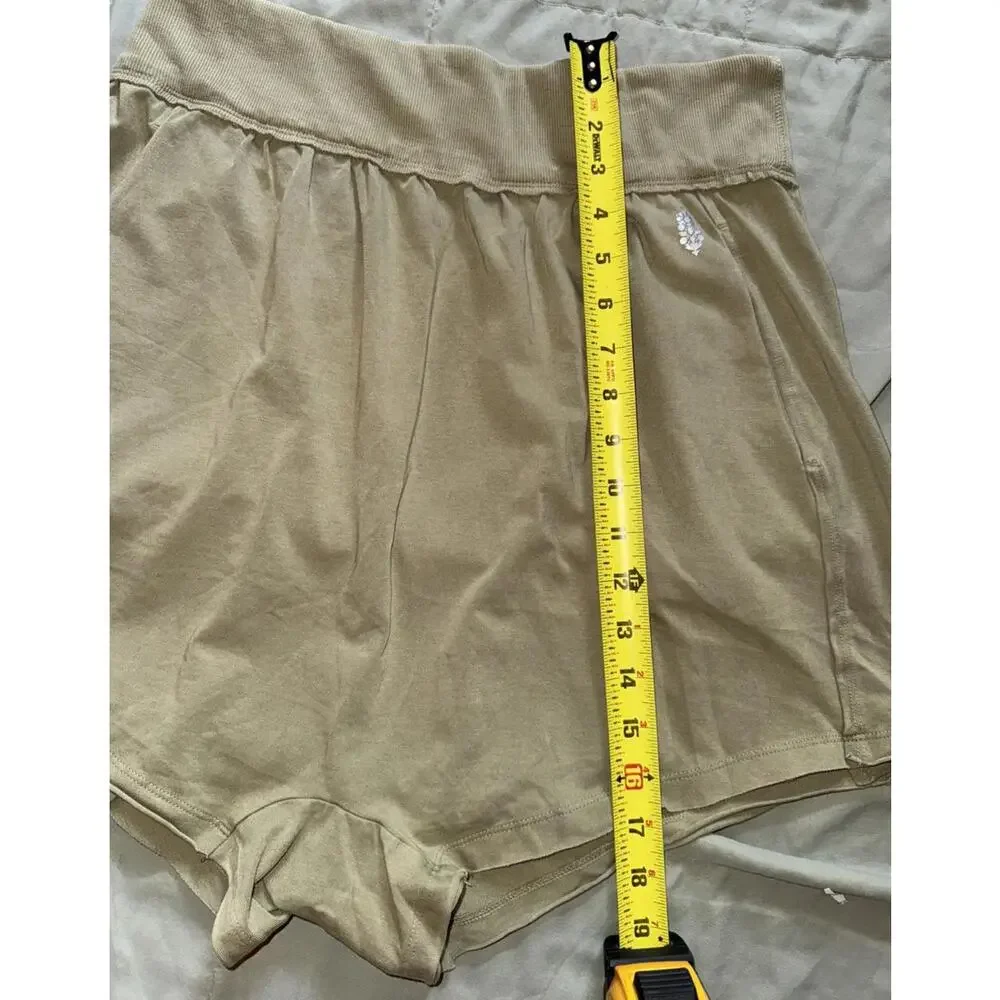 FREE PEOPLE Shorts L FP MOVEMENT Hot Shot Harem Elastic Waistband Pull On Green - Picture 5 of 9